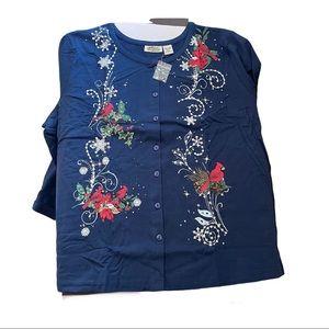 NWT Collections Etc Women’s Cardinal Cardigan - Navy - XXL
